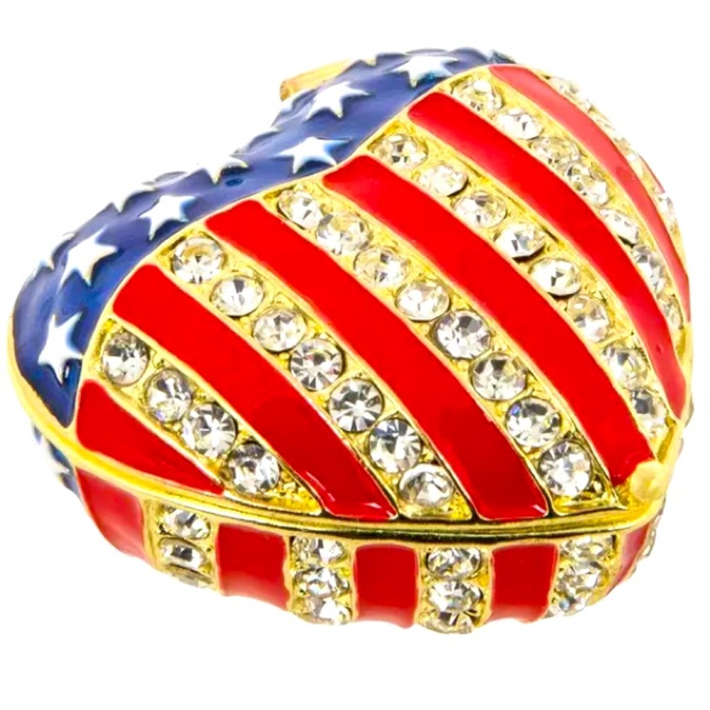 American Flag Heart Jewelry Box